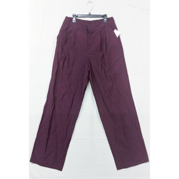 NWT A New Day Women's 6 Burgundy High-Rise Pleat Front Straight Trousers Pants - Picture 3 of 11